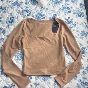Abercrombie & Fitch Tan Long Sleeve Blouse